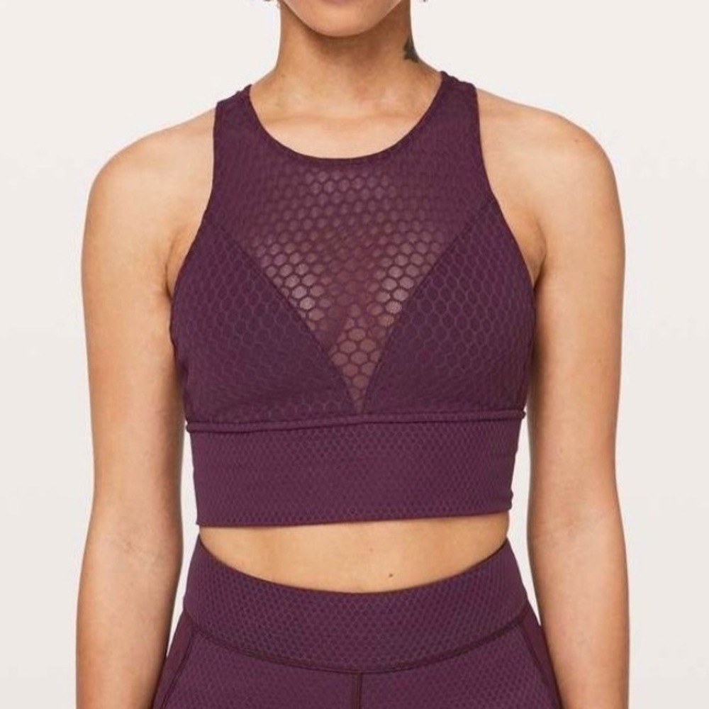 Lululemon Lab Geo Longline Sports Bra in Plum, Size 4, Rare, Limited Edition
